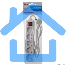 Сетевой удлинитель Buro BU-PS5.1/W 1.5м (5 розеток) белый (пакет ПЭ)