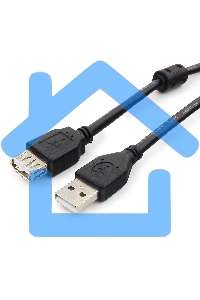 Кабель Cablexpert USB2.0 Pro CCF2-USB2-AMAF-6, AM/AF, 1.8м, экран, 2феррит.кольца, черный, пакет