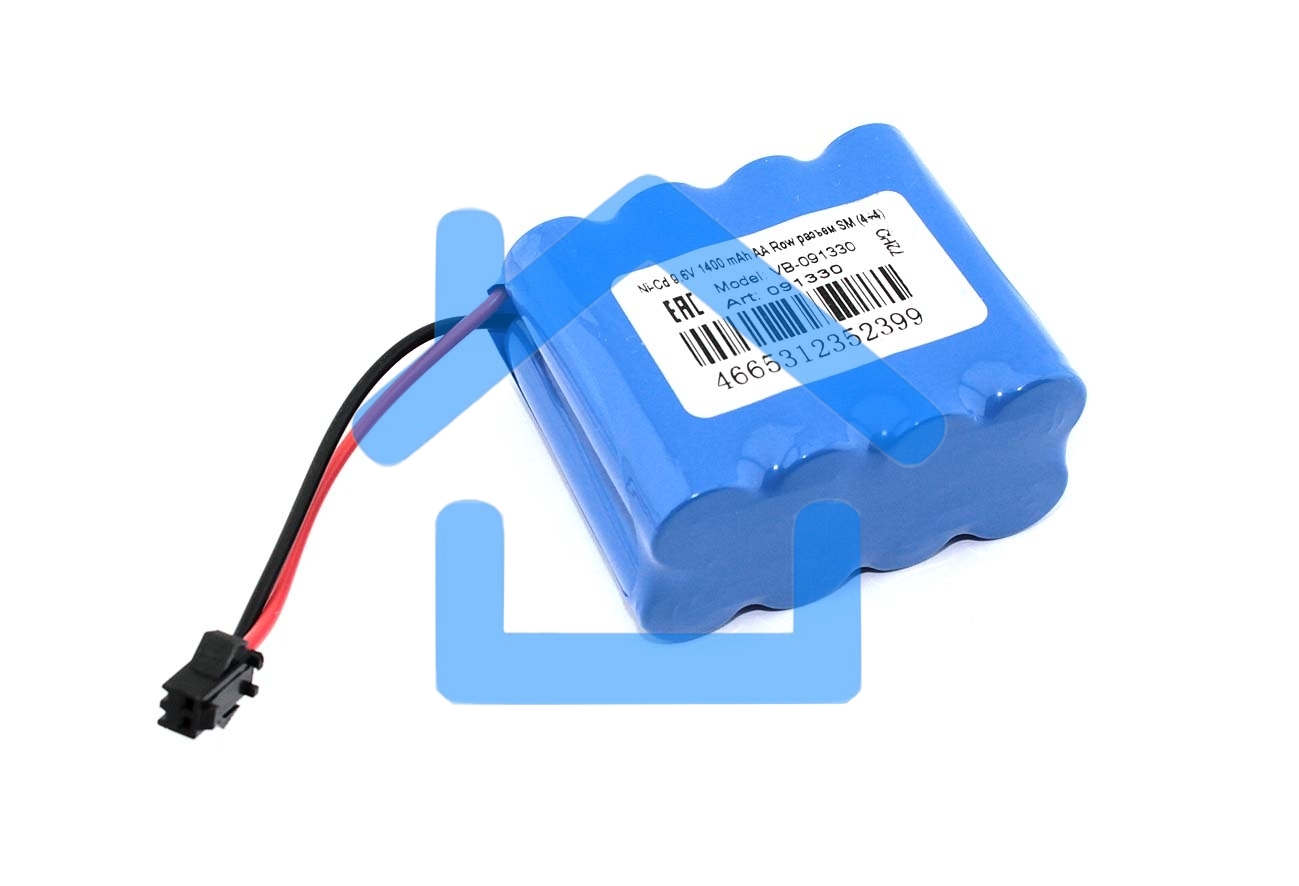 Аккумулятор Ni-Cd 9.6V 1400 mAh AA Row разъем SM (4+4)