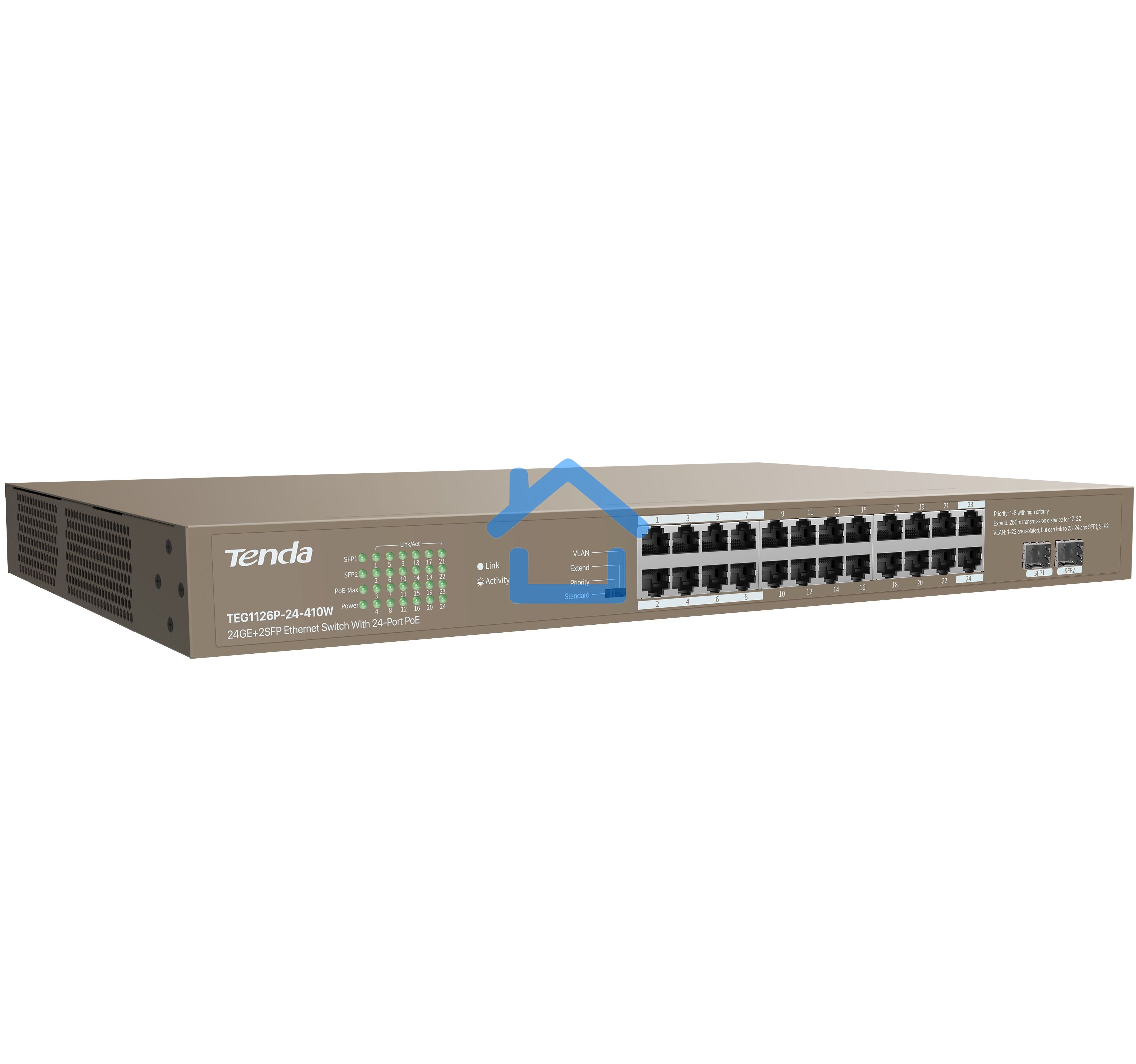 Коммутатор 24PORT 24POE TEG1126P-24-410W TENDA