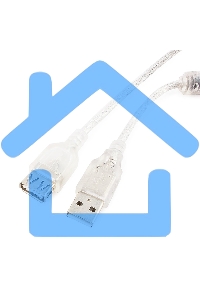 Кабель-удлинитель USB2.0 Pro Cablexpert CCF-USB2-AMAF-TR-0.75M, AM/AF, 0,75м, экран, 2феррит.кольца, прозрачный, пакет