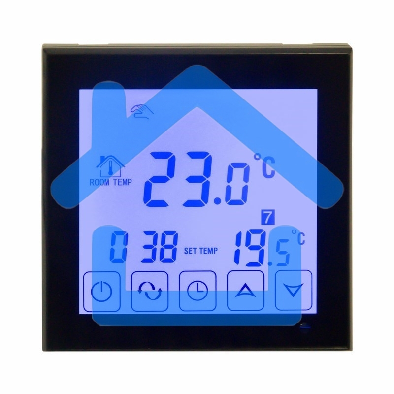 Терморегулятор сенсорный с автоматическим программированием Rexant, R200B, черный