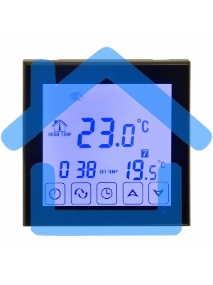 Терморегулятор сенсорный с автоматическим программированием Rexant, R200B, черный