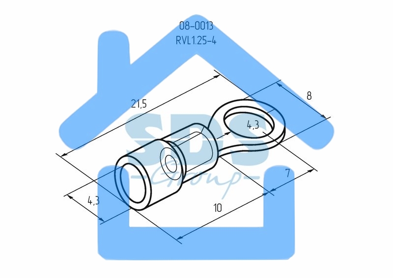 Наконечник кольцевой изолированный ø 4.3 мм 0.5-1.5 мм² (НКи 1.5-4/НКи 1,25-4) красный Rexant
