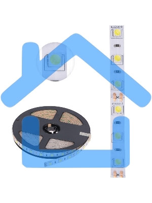Лента светодиодная 5 м 12 В 5050 6500 К IP65 60 LED/м для БП с клеммами LAMPER
