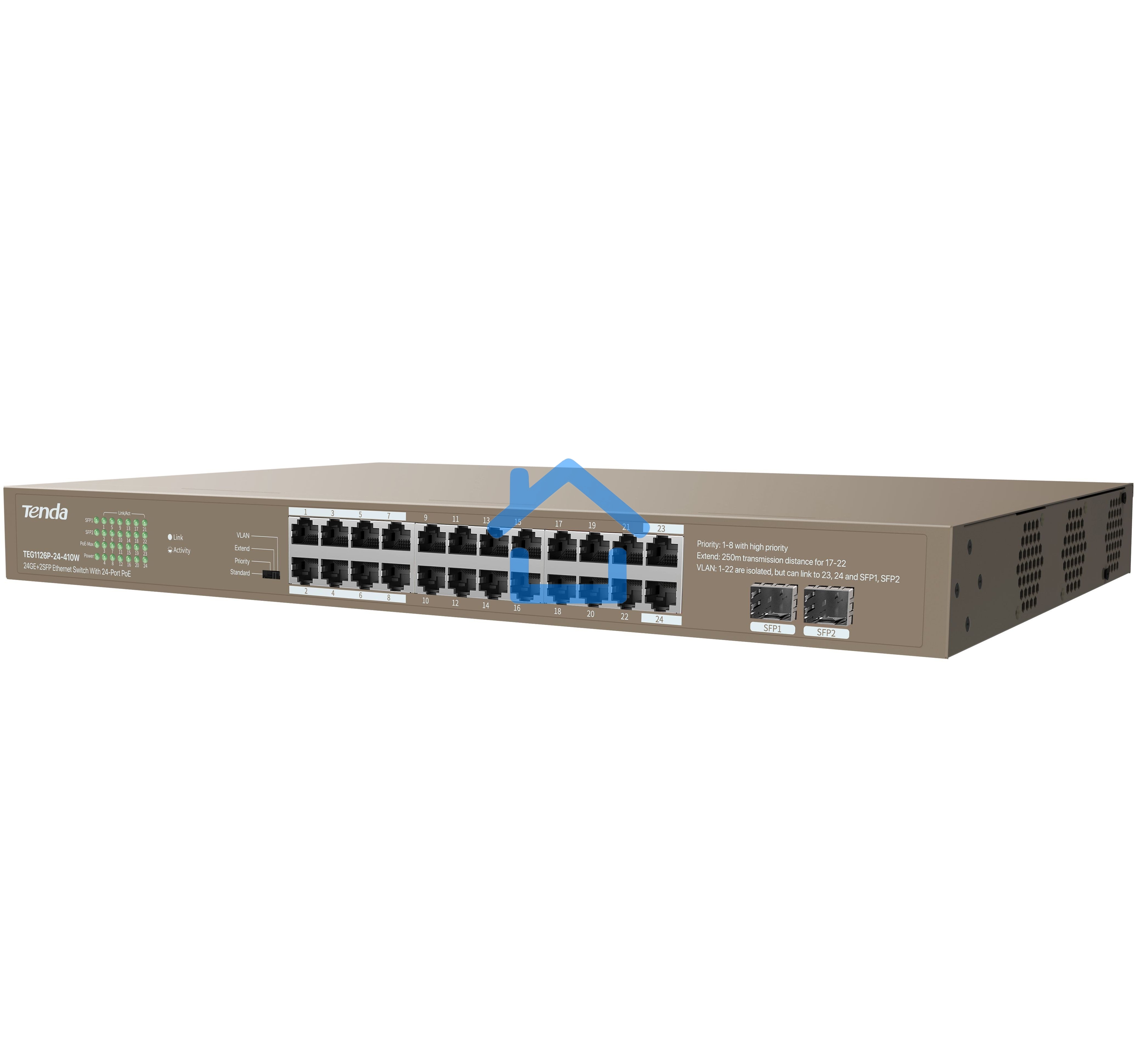 Коммутатор 24PORT 24POE TEG1126P-24-410W TENDA