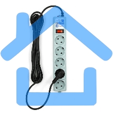 Фильтр-удлинитель Power Cube B 5,0 м 5 розеток (серый) 10А/2,2кВт