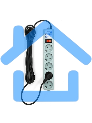 Фильтр-удлинитель Power Cube B 5,0 м 5 розеток (серый) 10А/2,2кВт