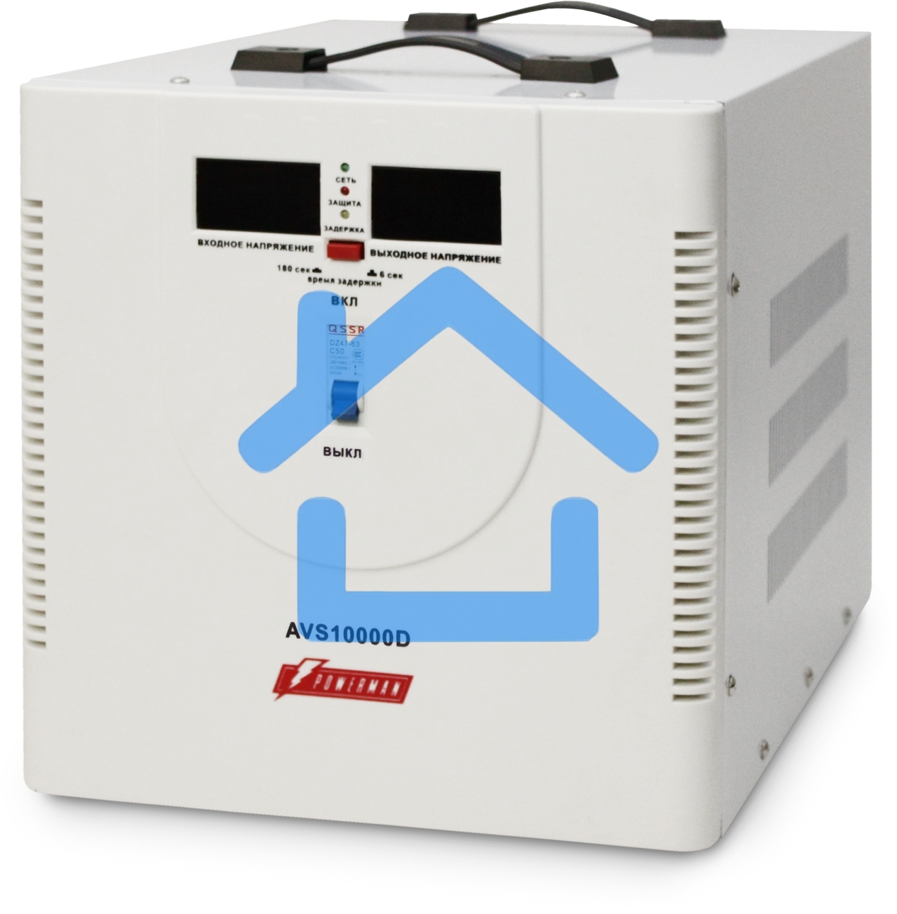 Стабилизатор напряжения Powerman AVS 10000D (10000ВА,50А,КПД 98%,циф. индикация вх./вых. напряж.)