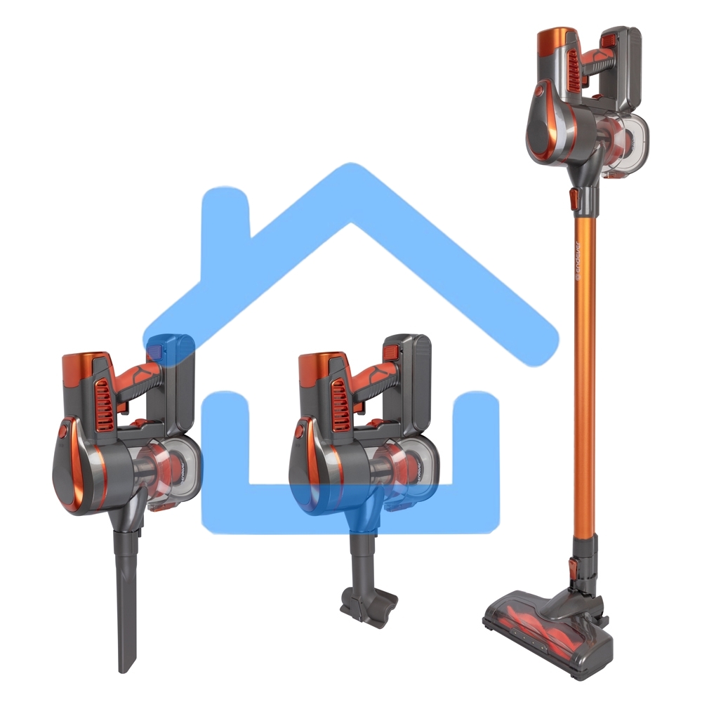 Вертикальный пылесос циклонного типа аккумуляторный Endever SkyClean VC-301, темно-серый/оранжевый, 4 шт,уп