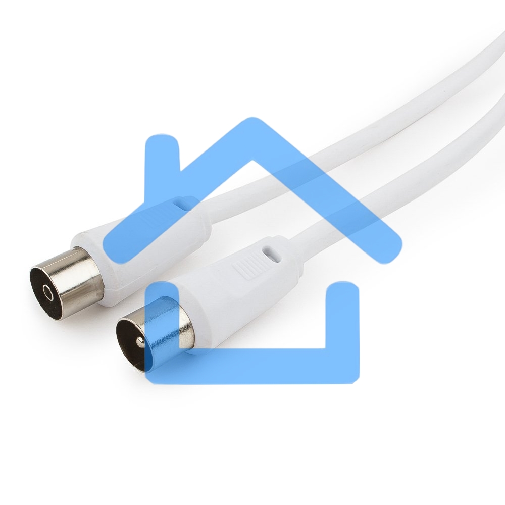 Кабель телевизионный Cablexpert CCV-515-W, Coaxial M/F, белый, 1.8м