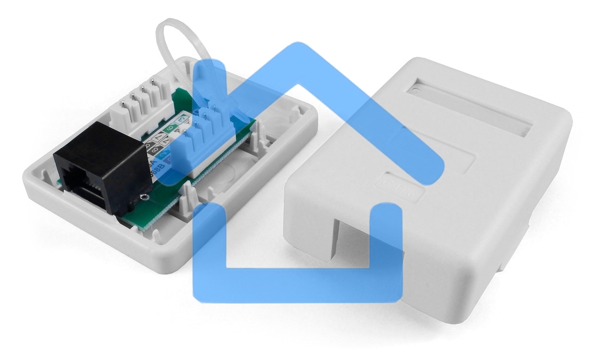 Розетка компьютерная Hyperline SB1-1-8P8C-C6-WH RJ-45(8P8C), категория 6, одинарная, внешняя, Dual IDC