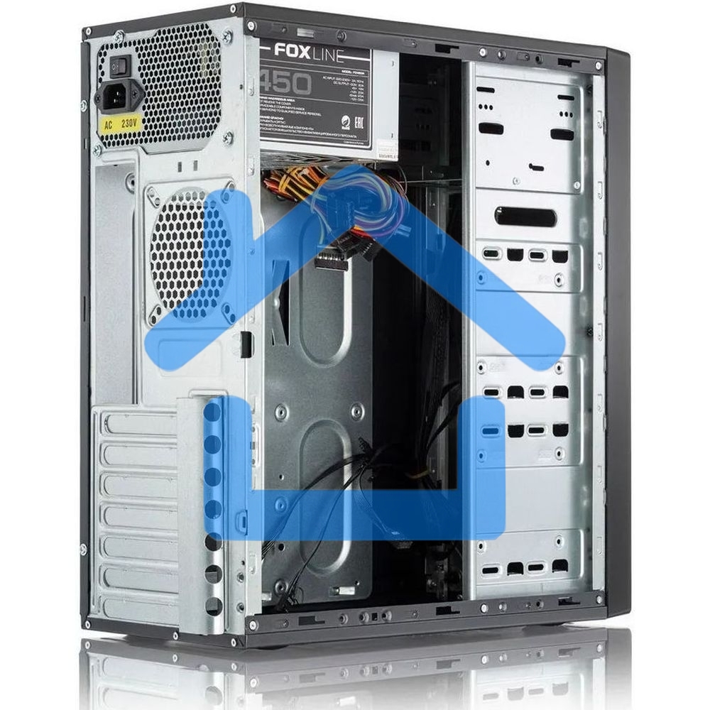 Компьютерный корпус c блоком питания Foxline FL-301-FZ450-RW ATX case, черный, 450 Ватт w/PSU 450W 8см, w/4xUSB 2.0, w/o FAN, w/DVD-RW, w/C13-C14 cable 1.5m