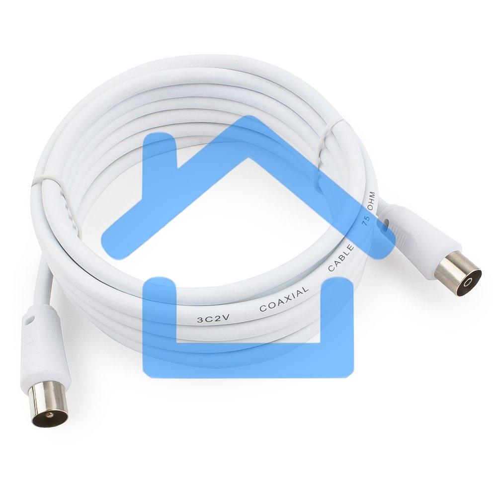 Кабель телевизионный Cablexpert CCV-515-W-3M, Coaxial M/F, белый, 3м