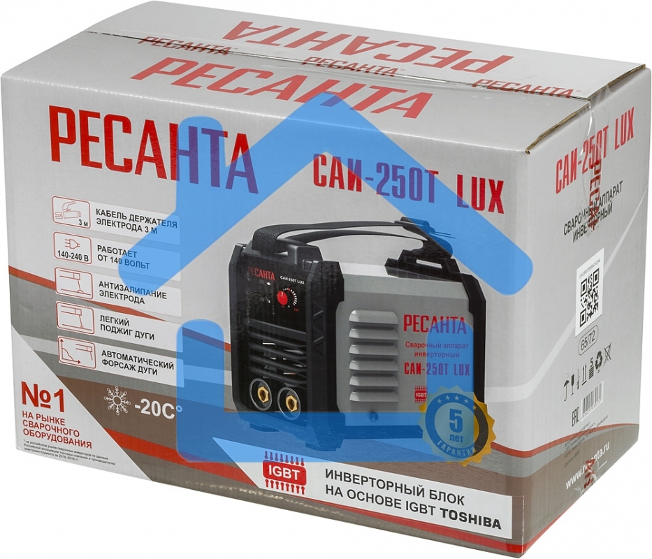 Сварочный аппарат Ресанта САИ-250Т LUX инвертор ММА DC 9.5кВт