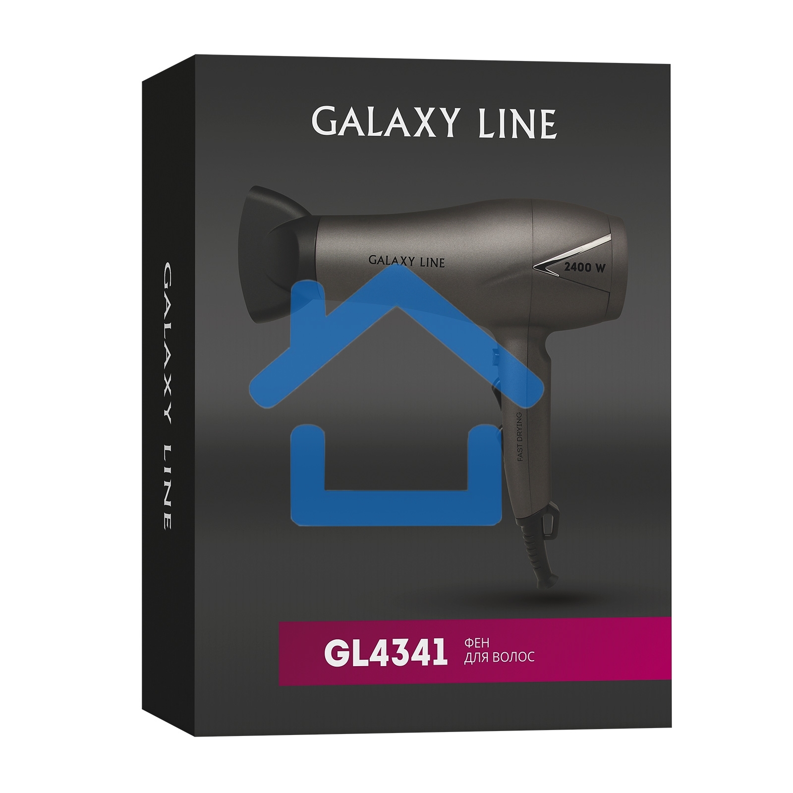Фен для волос Galaxy Line GL 4341, коричневый, 2400 Вт, 2 скорости потока воздуха, 3 температурных режима, функция 
