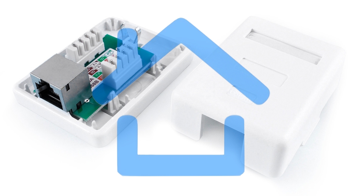 Розетка компьютерная Hyperline SB1-1-8P8C-C6-SH-WH RJ-45(8P8C), категория 6, экранированная, одинарная, внешняя, Dual IDC