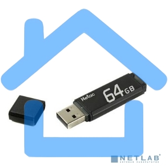 Флешка USB R/W Netac U351 64Gb <NT03U351N-064G-20BK>, USB2.0, с колпачком, металлическая черная