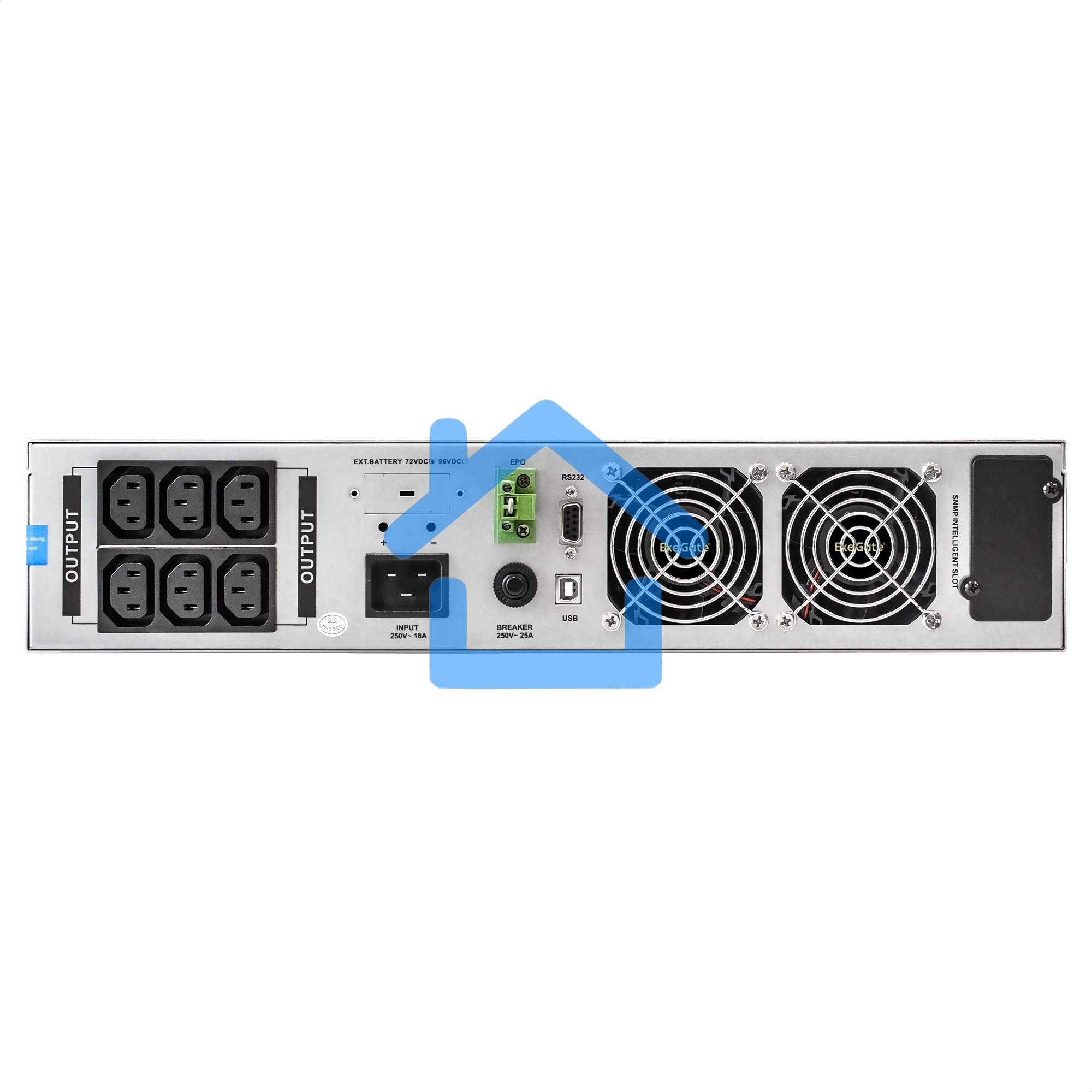 Источник бесперебойного питания On-line ExeGate EP285648RUS PowerExpert ULS-3000.LCD.AVR.C13.USB.RS232.SNMP.2U 3000VA/3000W, On-Line, PF=1, LCD, 6*IEC-C13, RS232, USB, SNMP-slot, Rackmount 2U/Tower, черный