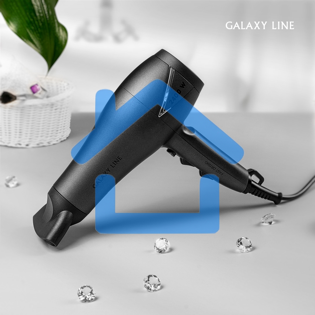 Фен для волос Galaxy Line GL 4341, коричневый, 2400 Вт, 2 скорости потока воздуха, 3 температурных режима, функция 