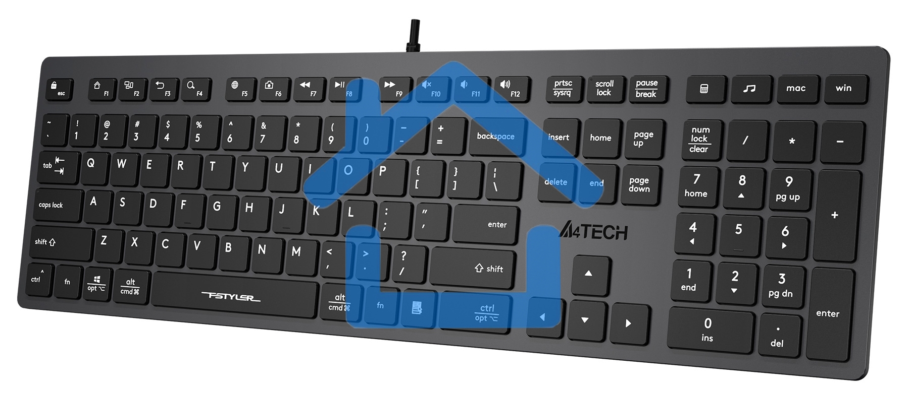 Клавиатура A4Tech Fstyler FX50 проводная, USB, серый
