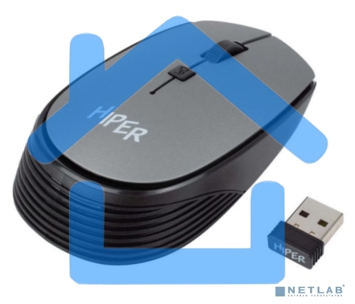 Мышь беспроводная HIPER HOMW-081 серый, 1600 dpi, радиоканал, USB, кнопки - 4