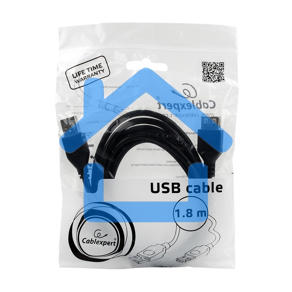 Кабель Gembird PRO CCP-USB2-AMAF-6 USB 2.0 кабель удлинительный 1.8м AM/AF позол. контакты, пакет