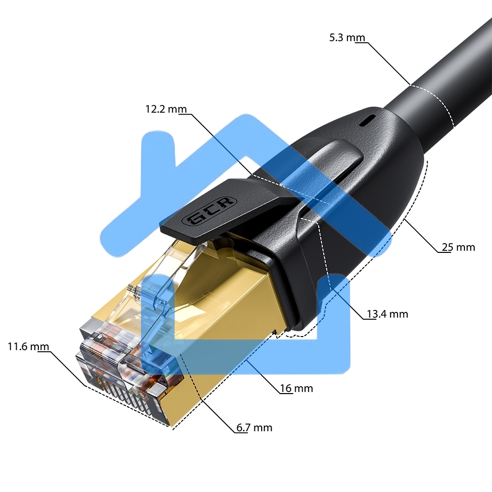 Патч-корд GCR PROF прямой 3.0m, FTP медь кат.6, позолоч. контакты и коннектор, 25 AWG, Deluxe ethernet high speed 10 Gbит/с, RJ45, T568B, GCR-52550