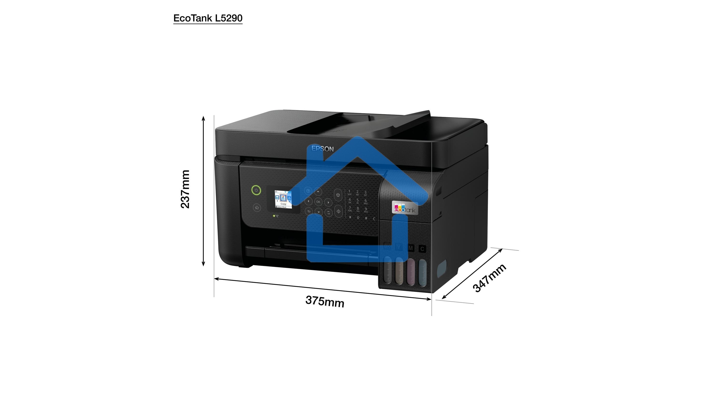МФУ струйное Epson L5290 (C11CJ65512/C11CJ65508/C11CJ65407), A4, цветное, печ. до 33 стр/мин. (ч/б) до 15 стр/мин. (цвет), скан. до 12 стр/мин. (ч/б) 29 стр/мин. (цвет), 1440 x 5760 dpi (печать) 1200x2400dpi (скан.), USB, RJ-45, Wi-Fi