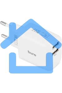 Сетевое зарядное устройство Buro BUWH1 15.5W 3.1A 2xUSB универсальное белый