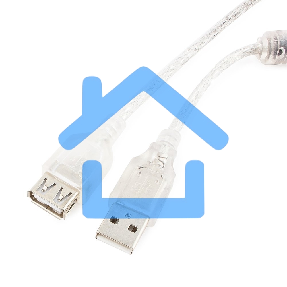 Кабель Cablexpert USB2.0 Pro, AM/AF, 3м, экран, 2 феррит.кольца, прозрачный (CCF-USB2-AMAF-TR-10)