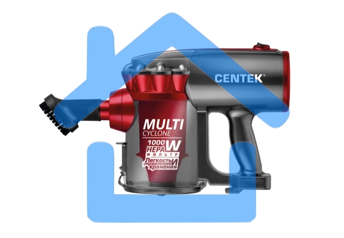 Пылесос вертикальный Centek CT-2561 красный/черный, питание от сети, 150 Вт, уборка сухая, пылесборник 0.5 л