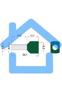 Наконечник штыревой втулочный изолированный F-14 мм 2х6 мм² (НШВи(2) 6.0-14/НГи2 6,0-14) зеленый Rexant