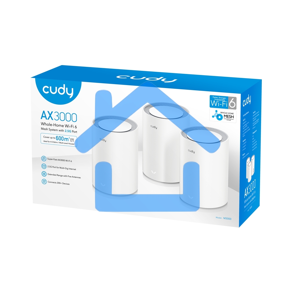 Wi-Fi Mesh-система/ AX3000 Wi-Fi 6 Mesh 2.5G Solution 3-Pack, Dual-Band, Chipset MT7981BA+MT7976CN+RTL8221B, 802.11ax/ac/a/b/g/n, 2402Mbps at 5GHz + 574Mbps at 2.4GHz, 2.5G WAN+GE LAN, 5 internal antennas, MU-MIMO, DDNS, Zerotier/Wireguard/OpenVPN/IPSec/L