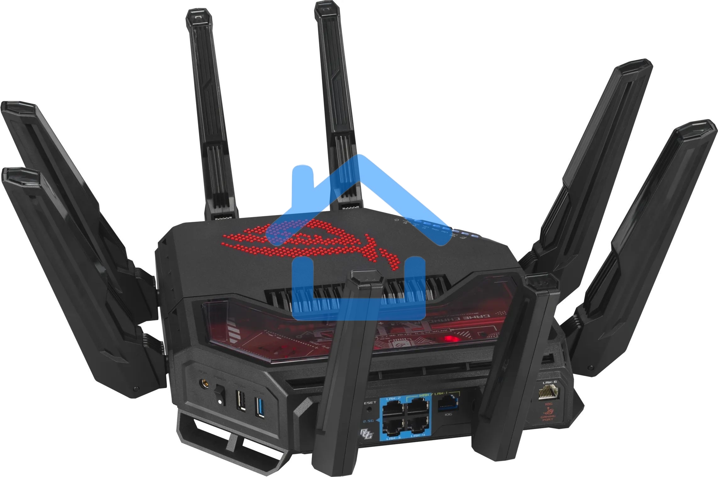 Маршрутизатор ASUS GT-BE19000, черный/красный, 90IG0850-MO9A0V