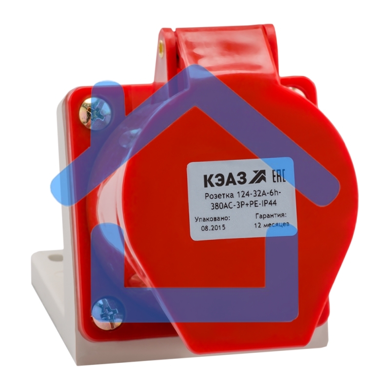 Розетка 124 32А 380В AC 3P+PE 6ч для монтажа на поверхность IP44 КЭАЗ 222756