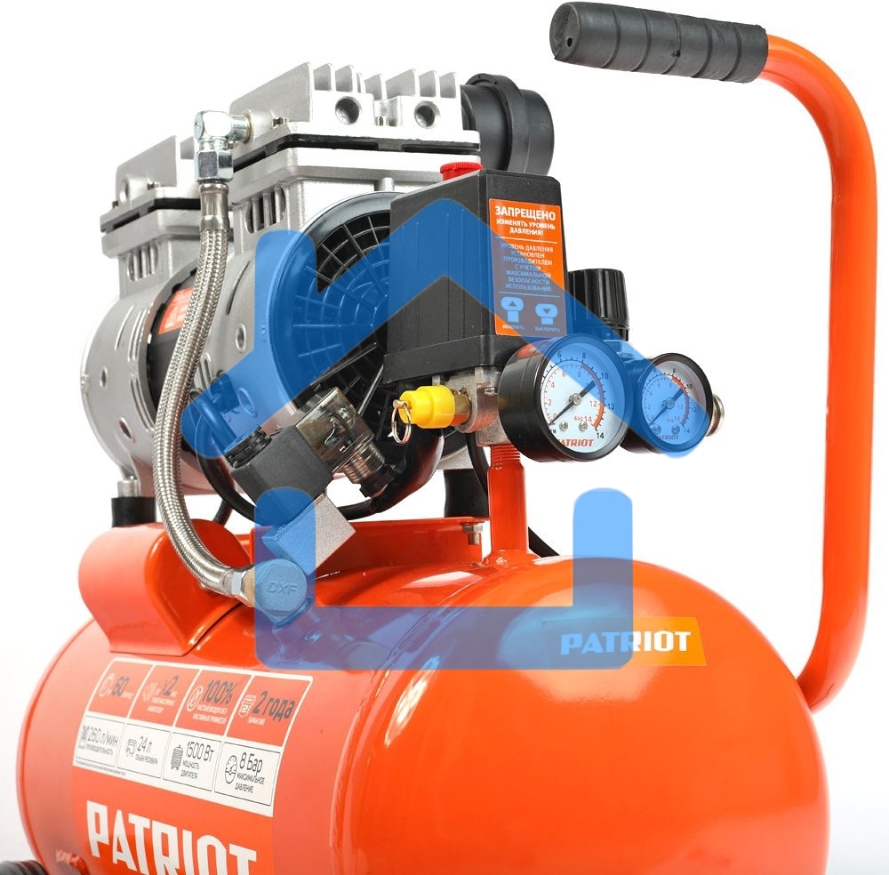 Компрессор Patriot поршневой безмасляный WO 24-260S, 260 л/мин, 8 бар, 1500 Вт, 24 л, быстросъемный 1/4