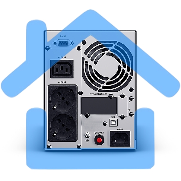 Источник бесперебойного питания Сайбер Электро ИБП ЭКСПЕРТ-II-1000 Онлайн, Напольное исполнение 1000ВА/900Вт USB/RS-232/SNMPslot (2 EURO + 1 IEC С13) (12В /7Ач. х 2)