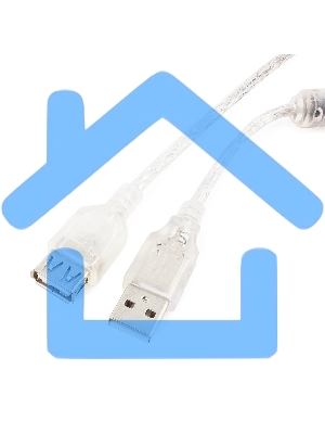 Кабель-удлинитель USB2.0 Pro Cablexpert CCF-USB2-AMAF-TR-15, AM/AF, 4,5м, экран, 2феррит.кольца, прозрачный, пакет