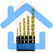 Набор Matrix нитридтитановых сверл по металлу, 3-4-5-6-8 мм, HSS, 5 шт., пласт. кор. цил. хвост.