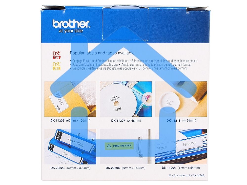 Пленочная клеящаяся лента Brother DK22211 29 мм x 15.24 м, черный шрифт, белый фон