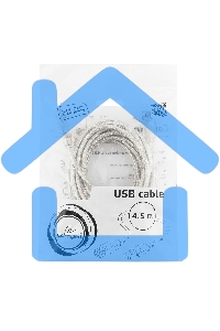 Кабель-удлинитель USB2.0 Pro Cablexpert CCF-USB2-AMAF-TR-15, AM/AF, 4,5м, экран, 2феррит.кольца, прозрачный, пакет