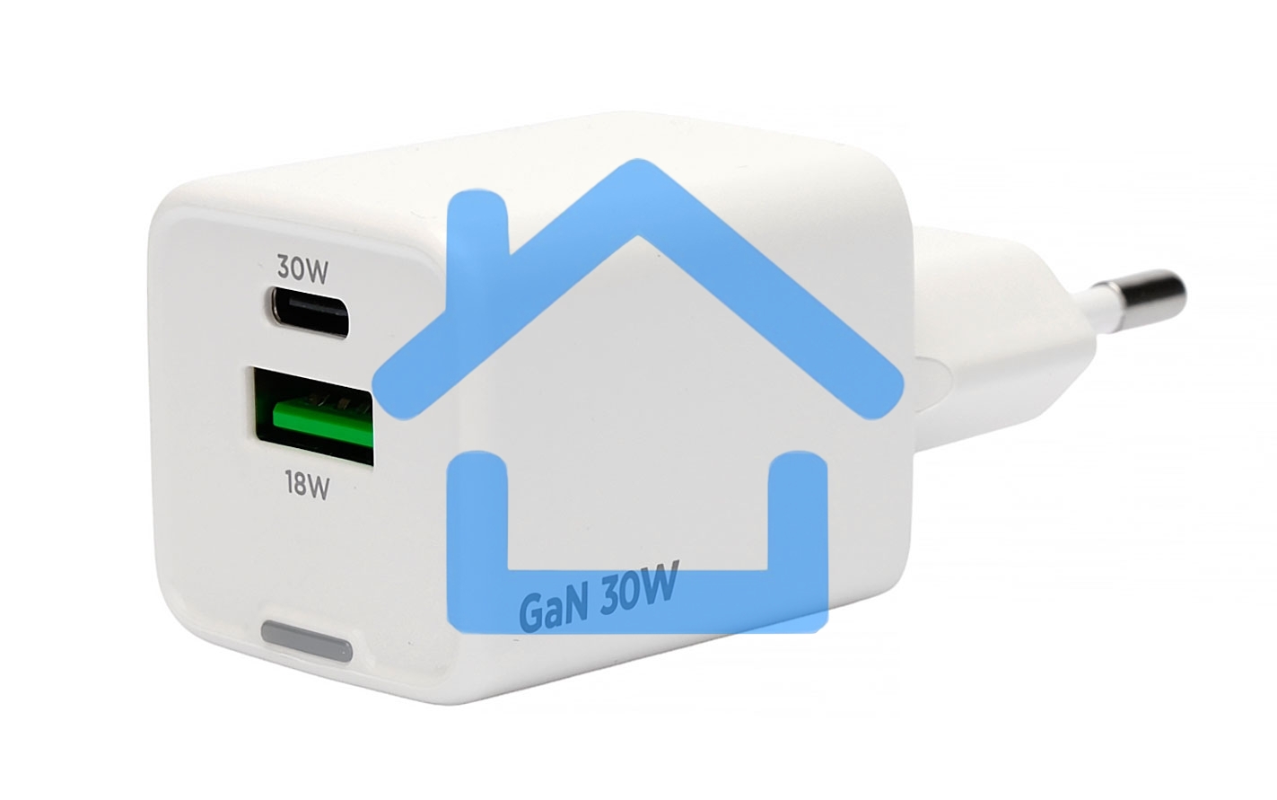 Зарядное устройство Cablexpert MP3A-PC-63, 30Вт GaN, 3А, QC4.0/PD, 1xUSB, 1xType-C, белый, пакет