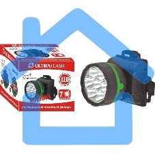 Фонарь налобный 909LED7 (7LED 1 режим; 3хR6 черн.) Ultraflash 11782