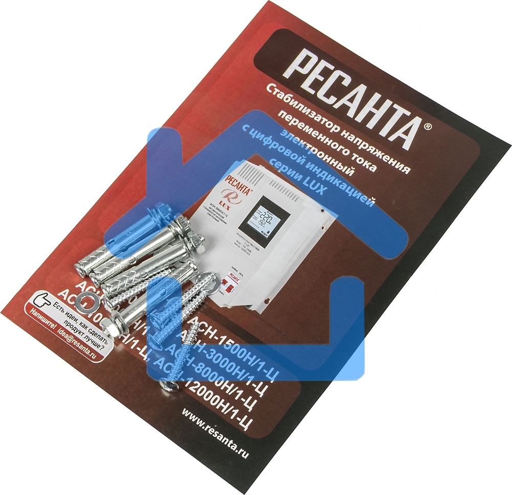 Стабилизатор напряжения Ресанта АСН-8 000 Н/1-Ц 63/6/17 Стабилизатор Lux 220В±8%, Габ. 305х190х360, Вес 15кг