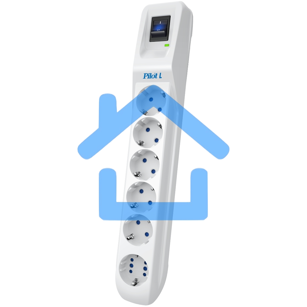 Сетевой фильтр Pilot L GP 6 розеток (5 евро + 1GP) 7 м/ Surge protector Pilot L GP 6 outlets (5 EUR + 1GP) 7 m белый