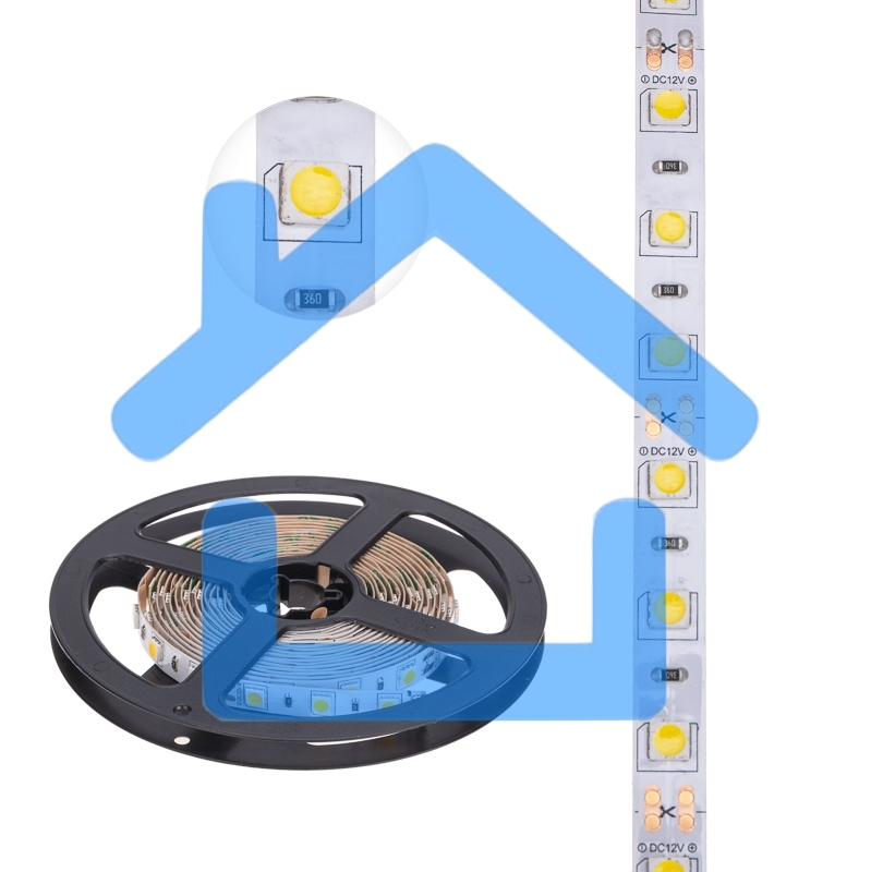 Лента LED 3 м 12 В 5050 2700 К IP23 60 LED/м для БП с клеммами LAMPER