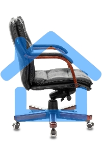 Кресло руководителя Бюрократ T-9927WALNUT-LOW/BL черный, кожа, низкая спинка, крестовина дерево