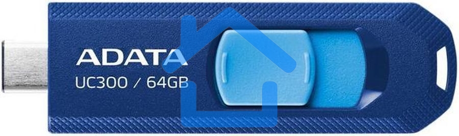 Флешка USB ADATA UC300 (ACHO-UC300-64G-RNB/BU), 64Gb, Type-C USB 3.2 Gen1, R/W 100/30, синий / голубой