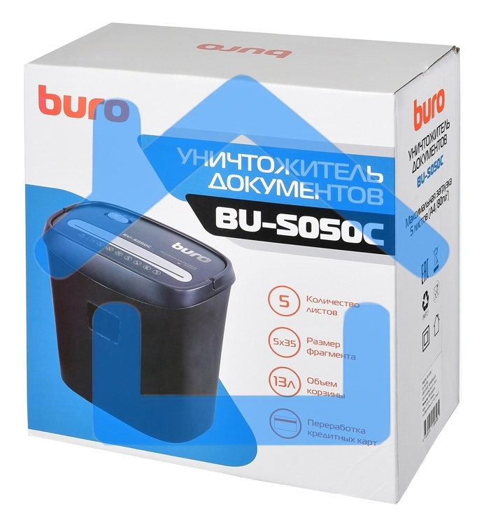 Шредер Buro Home BU-S050C (секр.P-3)/фрагменты/5лист./13лтр./пл.карты